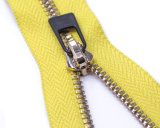 Metal Zipper with Rubber Puller and Yellow Tape/Antic Silver Teeth/Top Quality