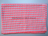 Factory OEM Produce Custom Checks Jacquard Pink Cotton Terry Kitchen Towel