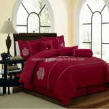 Solid Color Soft Fabric 90GSM Microfiber Embroidery Wedding Bedding Set 7PCS