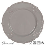 Crockery Round Shape Embossed Grey Color Dinner Plate