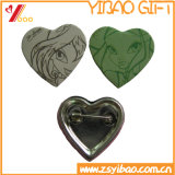 Heart Shape Tin Button Badge with Cmyk Printing (YB-BB-05)