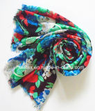 100% Polyester Lady Scarf Multicolor Flower Printed Design (HWBPS107)
