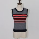 Lady's Colorful Striped Fashion Sweater with Sleeveless