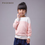 100% Cotton Striped Girls Sweaters for Spring/Autumn