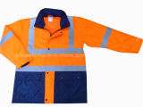 High Visibility Two Tone Safety Jacket Safety Parka Rain Coat (DFJ1016)