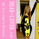 Beyonce Black Yellow Leaf Bodycon Dresses