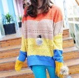 Color Stripe Neck Pullover (BTQ057)
