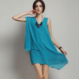 Hot Sale Fashion Ladies Sleeveless Casual Dress for Summer