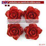 Synthetic Coral Carved Rose Flower Pendant Garment Accessory (BO-3079)