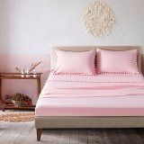 Luxury 110 GSM Stone Washed Soft Microfiber 4-Pieces Bedsheet Bedding Set with Furry Little Balls