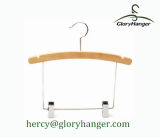 High Quality Natural Wooden Children Hanger with Metal Clips