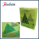 Customize Green Hollow Glitter Christmas Tree Shopping Gift Paper Bag