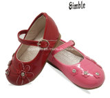 Baby Soft Ratent PU Shoes with Lovely Flowers in Upper