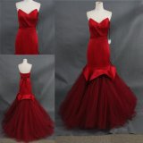 Real Custom Made Fashion Mermaid Red Gown Evening Dress