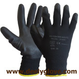Black Polyester PU Gloves