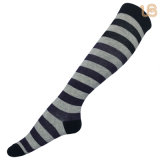 100% Cotton of Woman Solid Color Stripe Sock