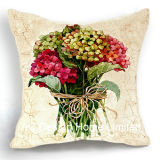 Beautiful Square Hydrangea Design Decor Fabric Cushion W/Filling