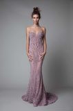 Elegant Purple Beading Sheath Prom Party Cocktail Eveninmg Gown