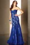 Royal Blue Sweetheart Neckline Lace Mermaid Prom Gown Evening Dress