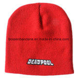 Factory Produce Customized Logo Embroidered Acrylic Daily Knitted Winter Red Heather Hat