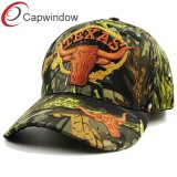 3D Embroidered 6 Panel Baseball Cap with 100% Cotton  Camouflage Fabric