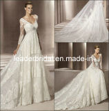 A-Line V-Neck Sheer Long Sleeves Bridal Wedding Gown E139122