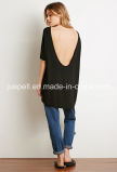 Dropped Short-Sleeved Backless Longline T Shirt