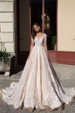 V Neck Short Sleeve Lace Ball Wedding Dress Bridal Gowns