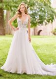Spaghetti Straps Bridal Formal Gowns Lace Organza Beach Traveling Wedding Dress H5212