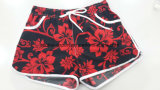 Oeko-Tex Flat Waist Polyester Patterned Lady Board Short Swimwear