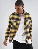 Oversized Check Shirt with Acid Wash in Yellow Shirt