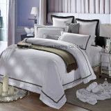 Cotton Bleached White Hotel Bedding Set with Decoration Trim