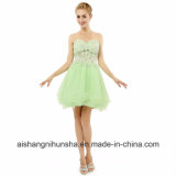 A-Line Cocktail Beaded Applique Puffy Tulle Short Prom Dress