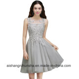 Beaded Appliqued Short Tulle Prom Dresses Sleeveless Prom Dress