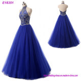 Hot Selling Fashion Halter Neck Lace Evening Dress