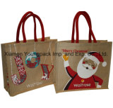 Wholesale Personalized Custom Printed Large Jute Burlap Christmas Tote Bags