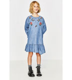 Fashion Girl's Chambray Skirt with Embroidery