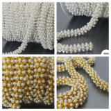 Wedding Garment Accessories Anti-Corn Pearl Chain Round ABS Pearl Cup Chain (SS28/6mm pearl white)