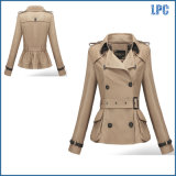 High Quality Classic Tunic Ladies Long Jacket with Waist Bel