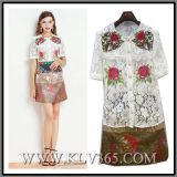 Designer Women Apparel Fashion Clothes Lace Embroider Top and Skirt Set Two Piece Wholesale