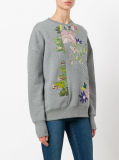 Wholesale Womens Crew Neck Sweatshirt with Floral Embroidered