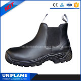 Black Leather No Lace Steel Toe Safety Work Shoes
