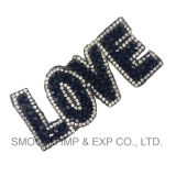 Fashion Letter Embroidery Rhinestone Iron on Patch Bead Applique Clothing