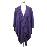 Lady Fashion Acrylic Knitted Shawl with Ruffle Collar (YKY4402)