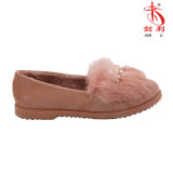 Popular Fashionable Soft Fur Wool Sandal with Lovely Bowknot Decoration (FL306)