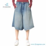 MID Rise Ladies/Women Fashion Blue Loose Wide Leg Jeans Mini Pants Denim Shorts