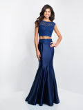 Crop Tops Open Back Two-Piece Mermaid Prom Gown Evening Dress