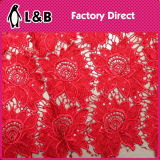 Embroidered 2017 Chemical Red Lace Fabric