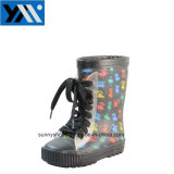 Fashion Cartoon Printing Lace up PVC Rain Boots