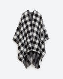 Womens Cashmere Feel Check Printing Cape Stole Poncho Shawl (SP311)